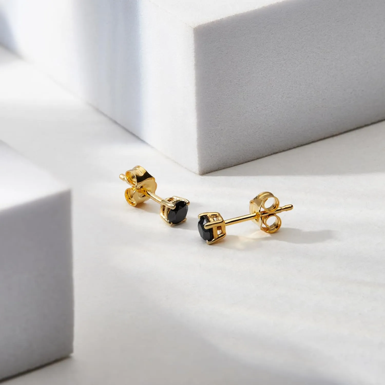 0.30 to 2.00 Ct Round Cut Black Diamond Stud Earrings for Women's Gift | 4 Prong Set Push Back Solitaire Stud | 14K White or Yellow Gold Plated | 925 Sterling Silver Earrings for Men's