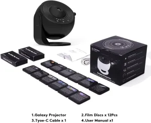 12 in 1 Star Projector Night Light 4K HD Planetarium Projector for Kids Room Valentines Gift 360 Rotate Galaxy Projector Lamp