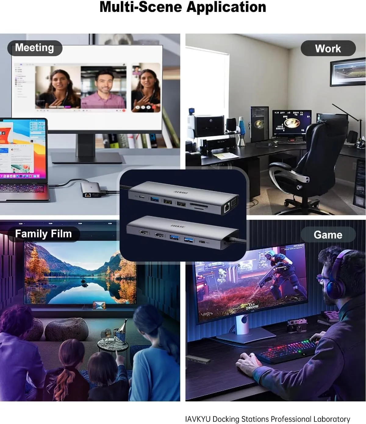 14-in-1 USB C Docking Station Dual HDMI 4K@60Hz, 100W PD/VGA/USB3.0&2.0/RJ45/SD Reader, Aluminum Cooling Hub for Home Office & Gaming, Compatible MacBook Pro/M1/M2/Dell/HP