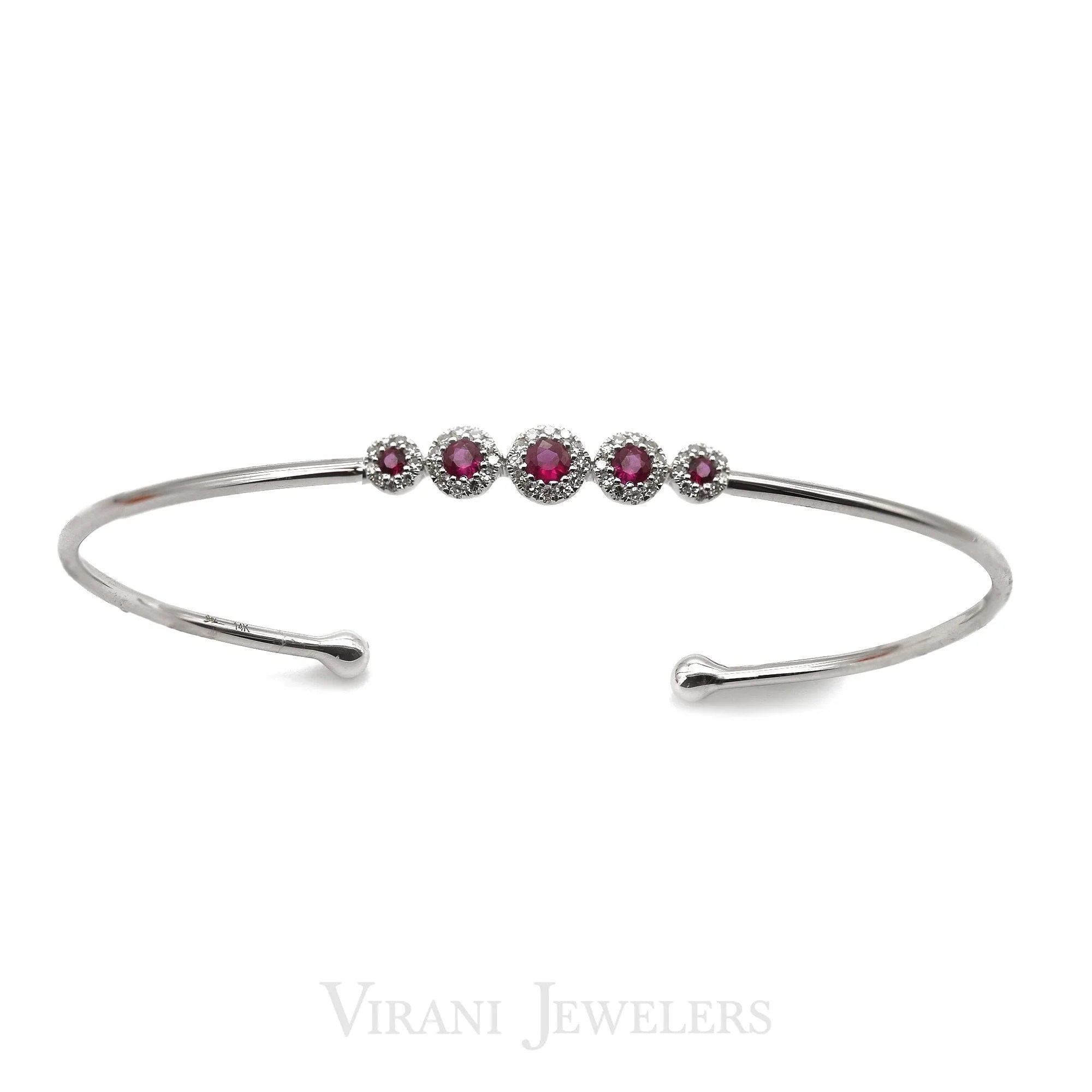 14K Gold Diamond Ruby Bangle