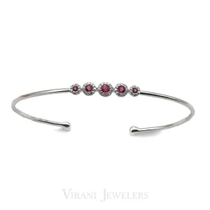14K Gold Diamond Ruby Bangle