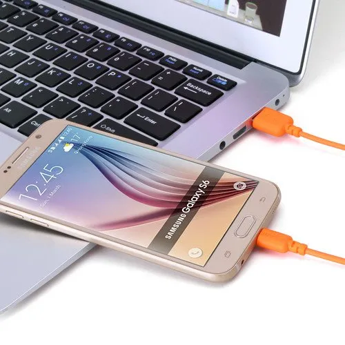 2 Pack: JBL Extra Durable 3ft 2 in 1 Sync & Charge Micro USB Data Cable in Orange