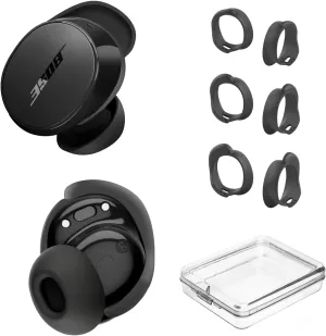 [3 Pairs] Ear Tips Covers for Bose New QuietComfort Earbuds (2024), Silicone Sport Ear Hook Cover Accessories for Bose New QC Earbuds, Anti-Slip Replacement Eartip Fit Kit (S,M,L) (Black)