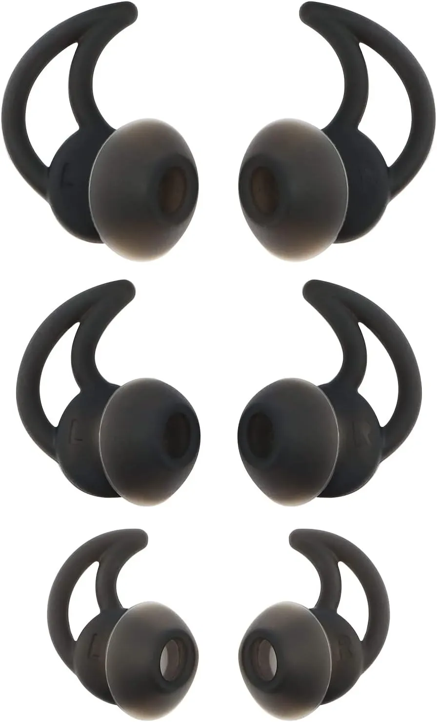 3 Pairs Replacement Earbuds Ear Tips Silicone in Earphones Noise Isolation Compatible with Bo-se QC20 QC20i SoundSport SIE2i IE2 IE3 Black S M L