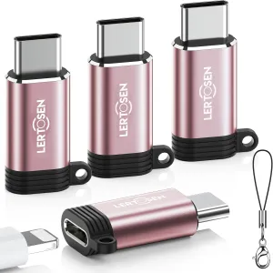 4 Pack Lightning to USB C Adapter for iPhone 15/16 Pro Max/Plus,Samsung S24,iPad Air,Fast Charging & Data Transfer,Type C Charger Connector Cable,Not for Audio/Headphone/OTG,for iPhone 16/15 Charger