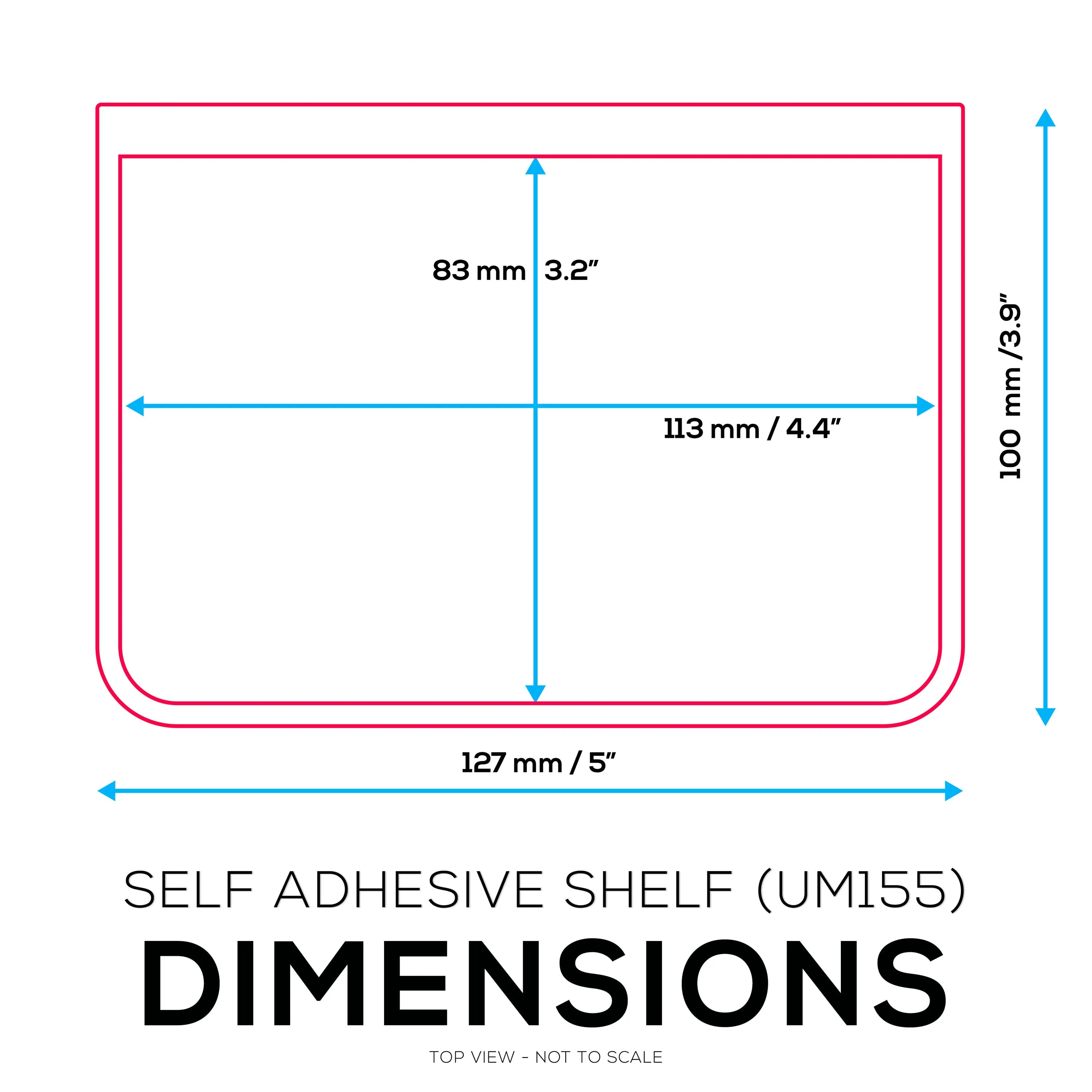4.4" Adhesive Floating Shelf (UM155) for Cameras, Baby Monitors, Plants & More (113mm x 83mm / 4.4 x 3.2)