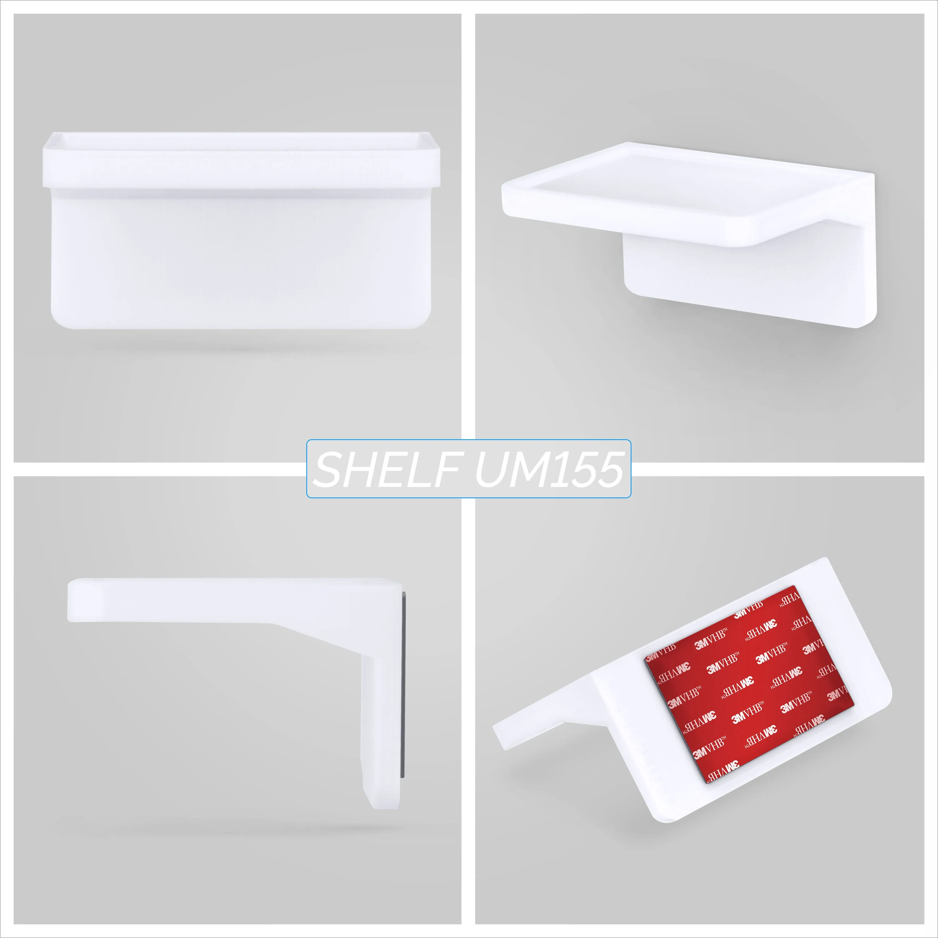 4.4" Adhesive Floating Shelf (UM155) for Cameras, Baby Monitors, Plants & More (113mm x 83mm / 4.4 x 3.2)