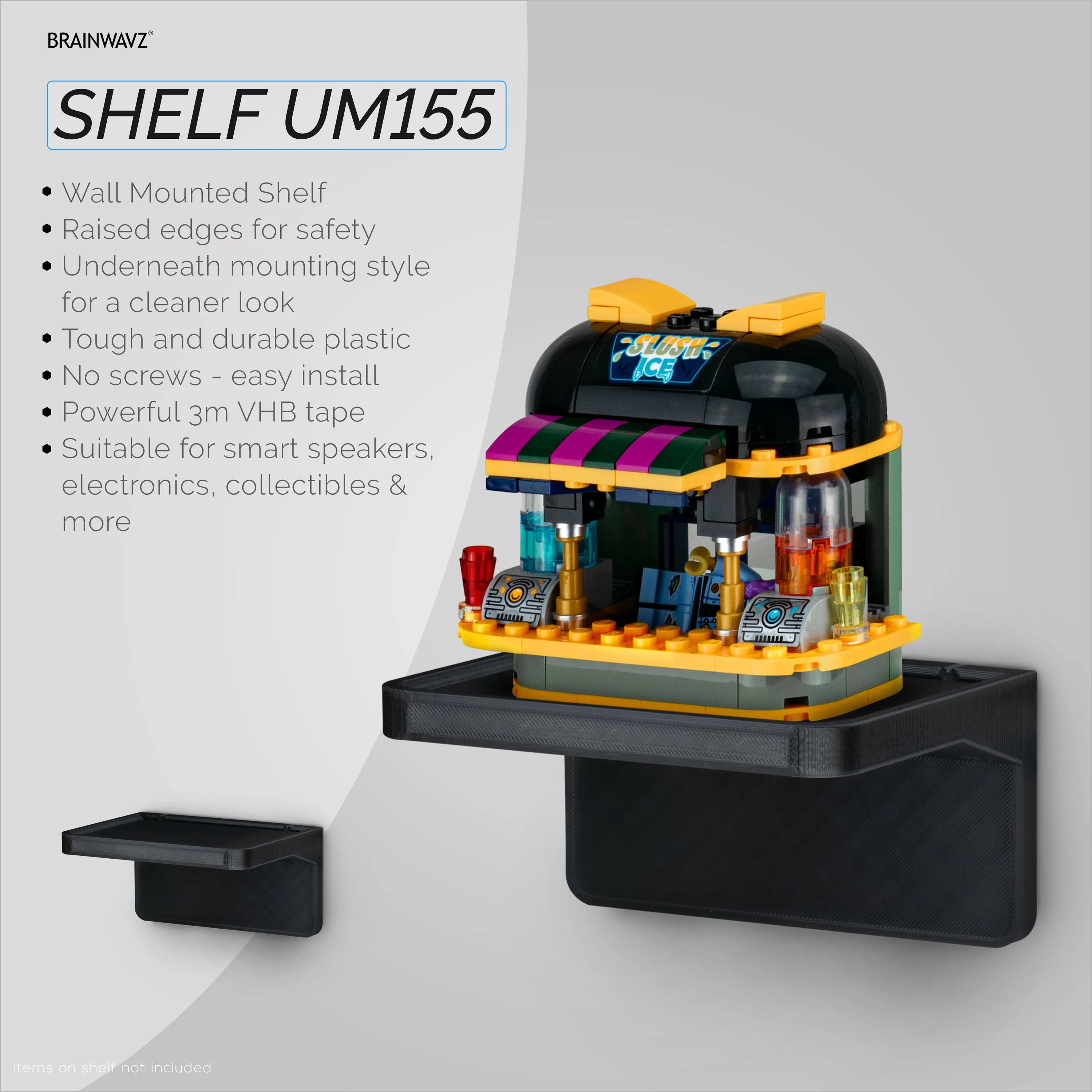 4.4" Adhesive Floating Shelf (UM155) for Cameras, Baby Monitors, Plants & More (113mm x 83mm / 4.4 x 3.2)