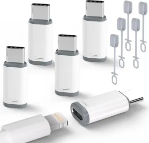5 Pack USB C to Lightning Charge Adapter for iPhone 16 15, Lightning to USB C Adapter with Fast Charge Data Transfer for iPhone 16 15 Plus Pro Max, Galaxy S24 S23, Pixel 8 7 6, iPad Pro, MacBook Pro