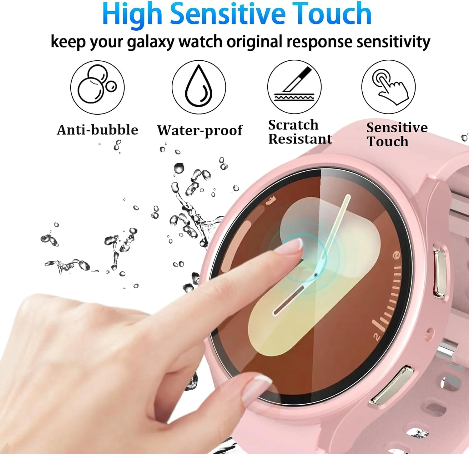 [6 6 Pack for Samsung Galaxy Watch 7 Screen Protector Case 40mm, Anti-Fog Tempered Glass & Hard PC Bumper Cover Set for Galaxy Watch7 40mm Accessories, Waterproof