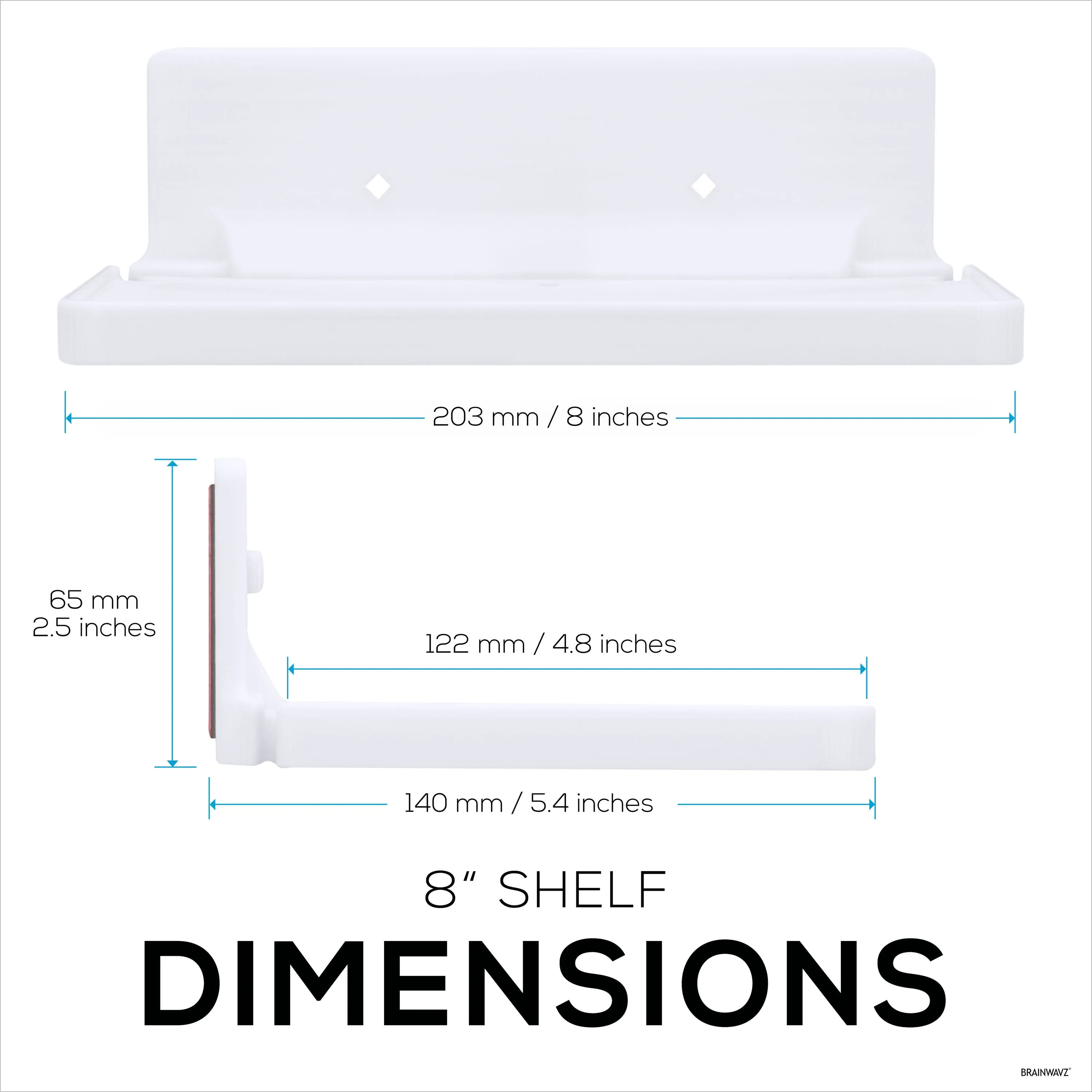 8 Shelf Wall Mount for Speakers, Security Cameras, Baby Monitors, Plants Toys & More, Floating Shelves, Adhesive & Screw-In