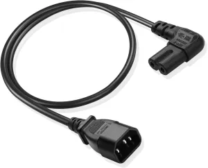 90 Degree IEC 320 C7 to C14 Power Cable C14 Male to Right Angle C7 Female Power Supply Extension Cord IEC 320 3 pin to Figure 8 AC Power Conversion Cable C14 to C70.6M/1.96FT