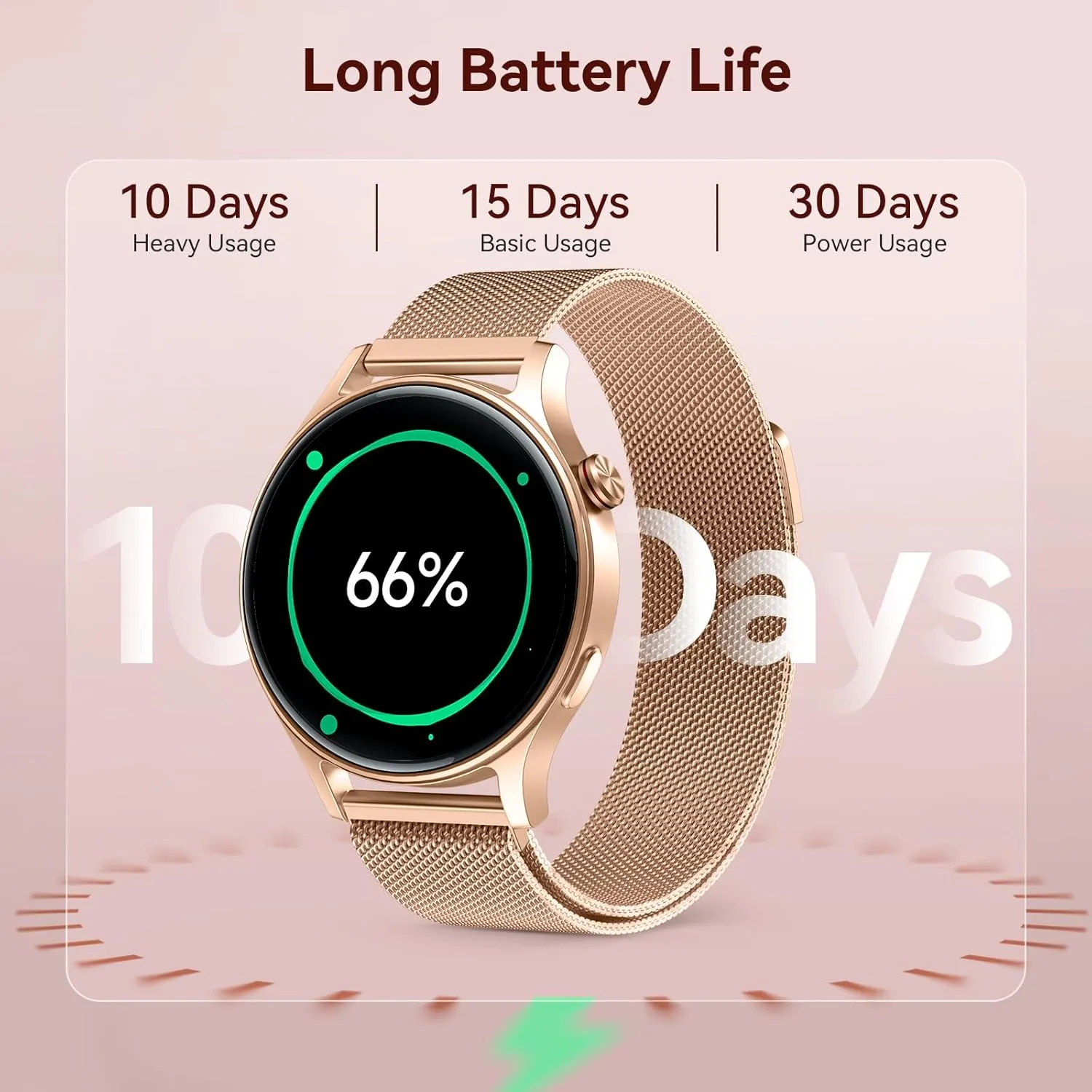 aeac Smart Watch for Women, AMOLED Ultra-Clear Screen Activity Trackers with Heart Rate/Sleep/SpO2 Monitor, Smartwatch for iPhone/Samsung/Android, 110  Sport Modes (Gold, S/M/L, Gold)