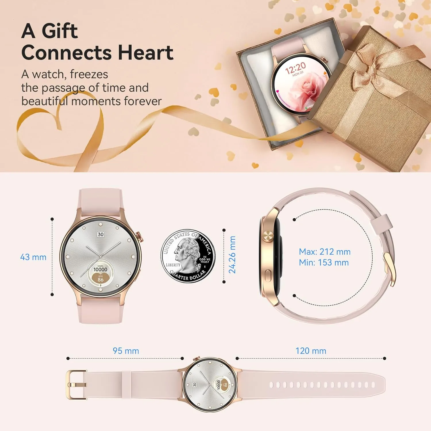 aeac Smart Watch for Women, AMOLED Ultra-Clear Screen Activity Trackers with Heart Rate/Sleep/SpO2 Monitor, Smartwatch for iPhone/Samsung/Android, 110  Sport Modes Waterproof Fitness Reloj Inteligente