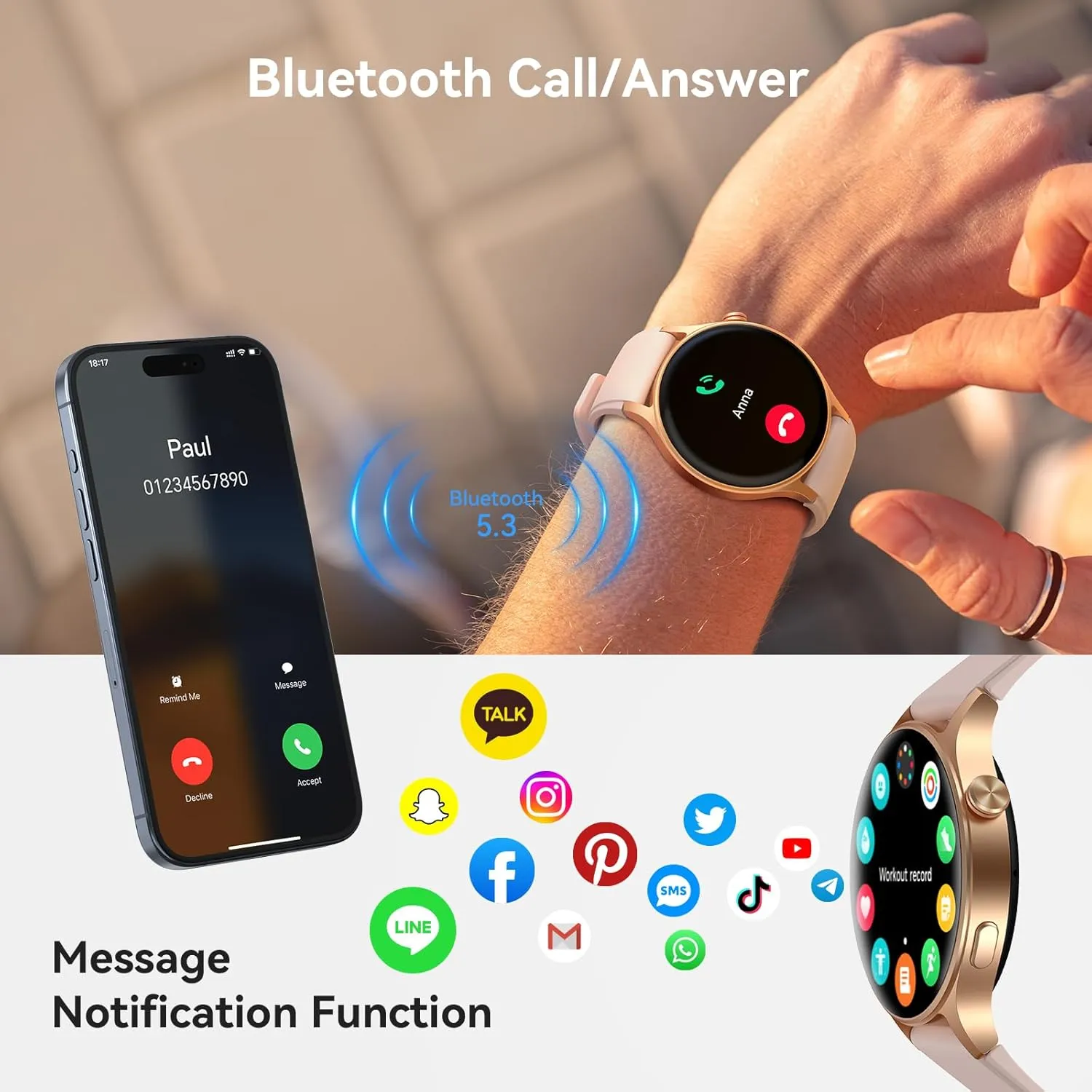 aeac Smart Watch for Women, AMOLED Ultra-Clear Screen Activity Trackers with Heart Rate/Sleep/SpO2 Monitor, Smartwatch for iPhone/Samsung/Android, 110  Sport Modes Waterproof Fitness Reloj Inteligente