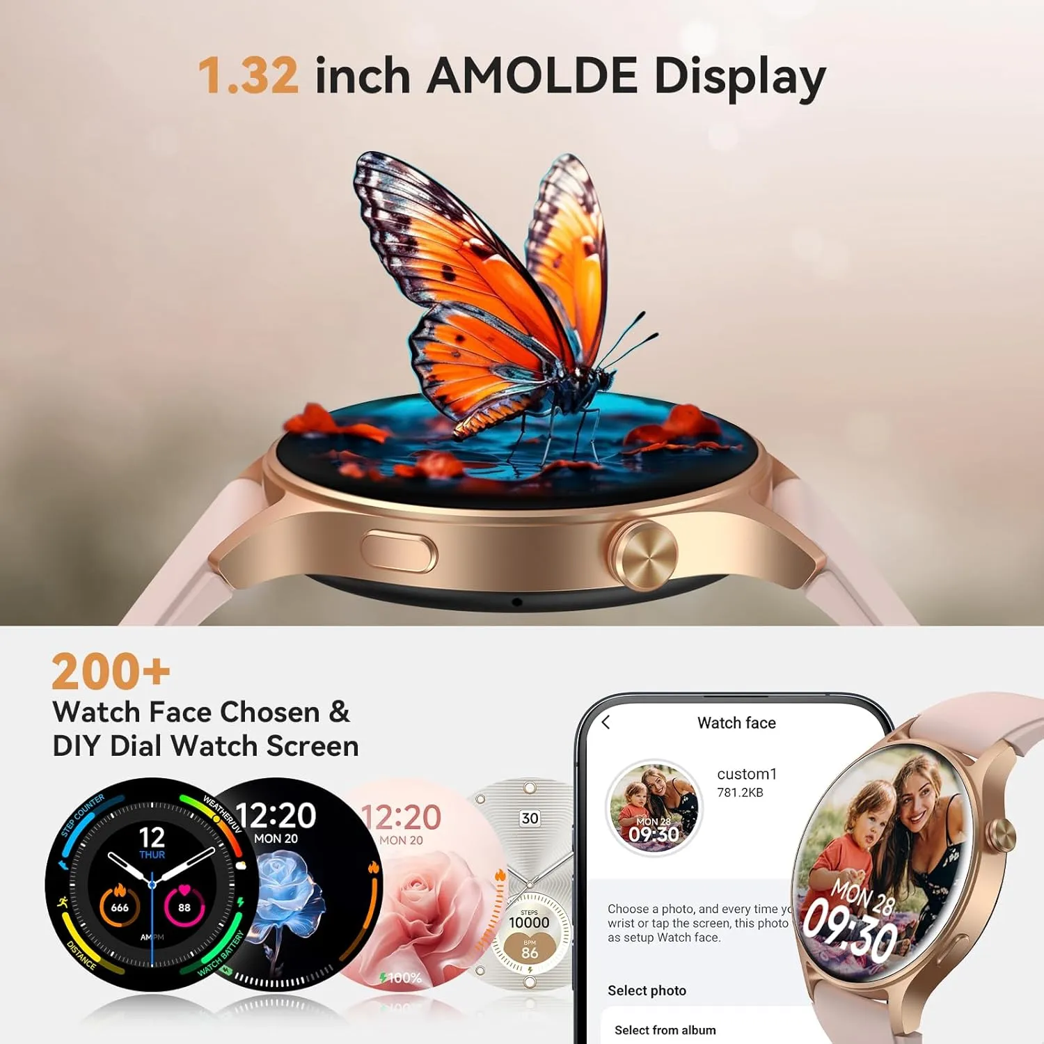 aeac Smart Watch for Women, AMOLED Ultra-Clear Screen Activity Trackers with Heart Rate/Sleep/SpO2 Monitor, Smartwatch for iPhone/Samsung/Android, 110  Sport Modes Waterproof Fitness Reloj Inteligente