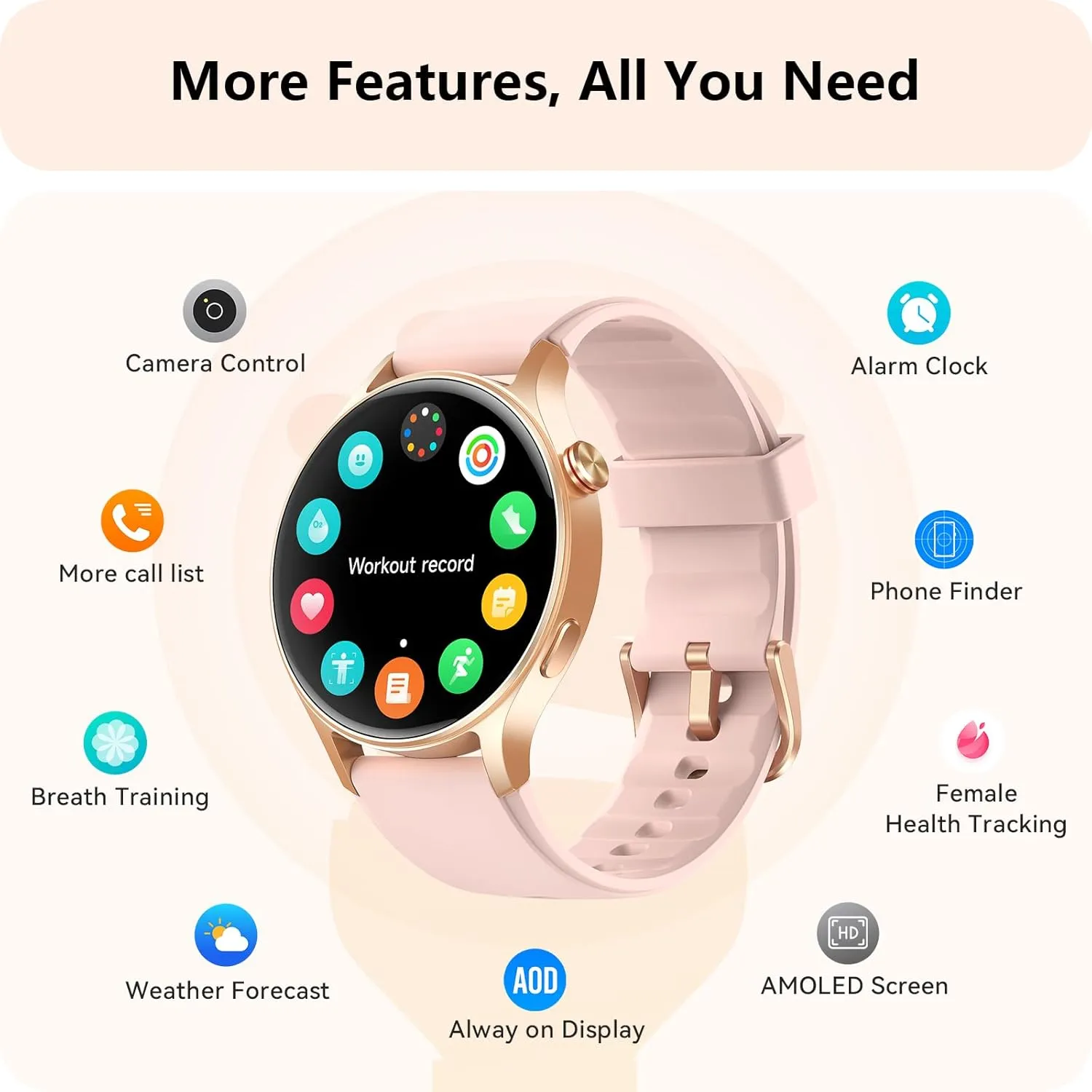 aeac Smart Watch for Women, AMOLED Ultra-Clear Screen Activity Trackers with Heart Rate/Sleep/SpO2 Monitor, Smartwatch for iPhone/Samsung/Android, 110  Sport Modes Waterproof Fitness Reloj Inteligente