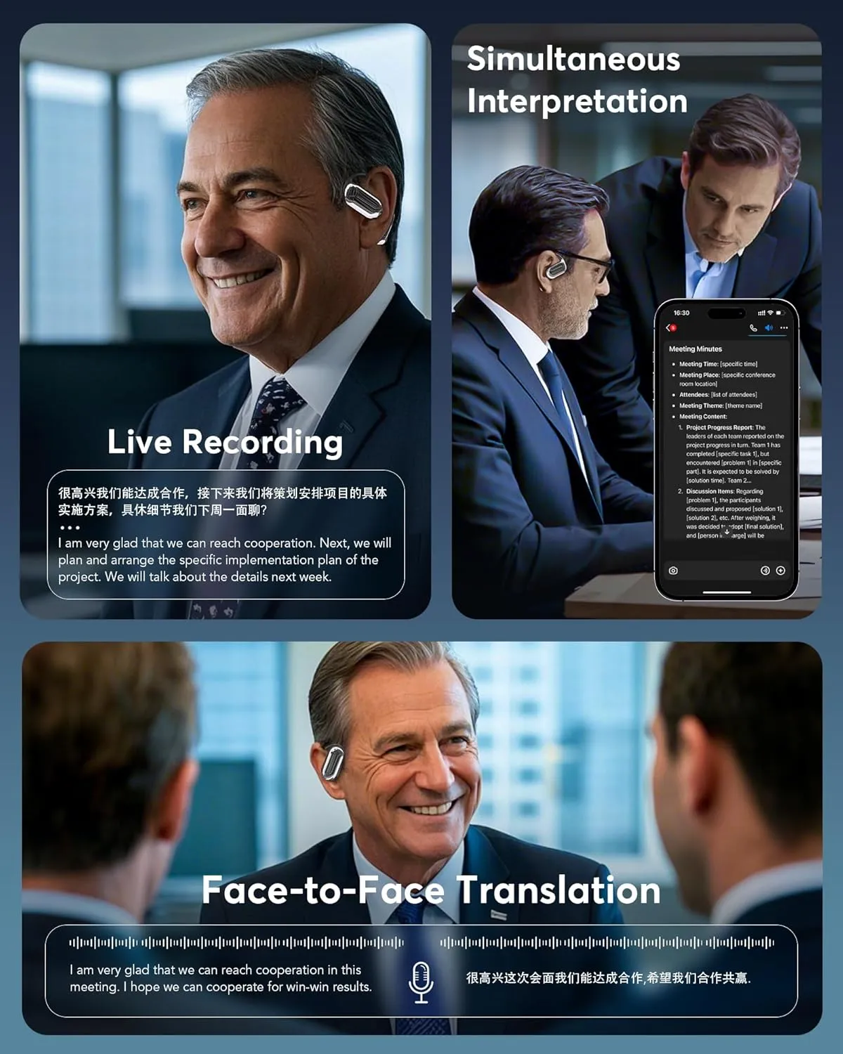 AI Translation Earbuds Real Time, Translator Bluetooth 5.4 Headphones 144 Languages OWS LCD Touch Screen Open Ear Translating Earphones Audifonos Traductores, Perfect for Travel, Business & Learning