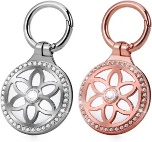 Air Tags-2 Pack Airtag Holder,Metal Badge Inlaid Rhinestone Airtag Keychain for Apple Airtag, Airtag Key Chain,Fashion Air tag Holder for Wallet Handbag,Backpacks,Keys