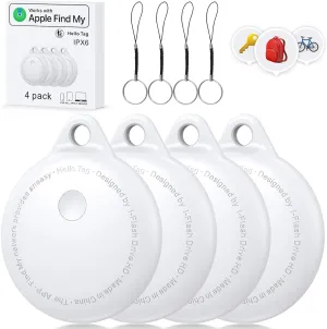 Air Tags-4 Pack, Smart Bluetooth Tracker Work with Apple Find My, Key Finders and Find My Tracker, Game Changer Waterproof Smart Tag with Key Ring GPS Tracker Tag for Keys/Luggage/Wallet (White)
