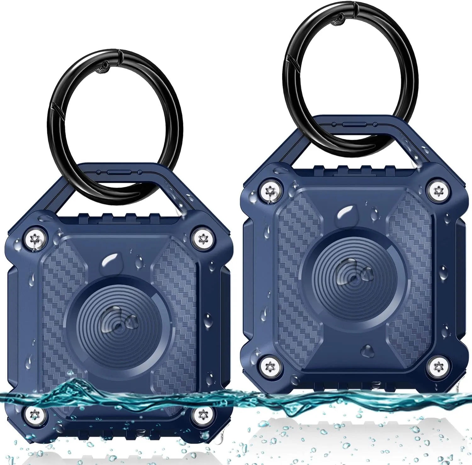 Airtag Holder 2 Pack,IP68 Waterproof Air Tag. Holder Keychain,Hard TPU Airtag Keychain, 360 Full Protection, Apple Tag Holder with Key Ring,Airtag Case Compatible Apple Airtag.(Dark Blue 2Pack)