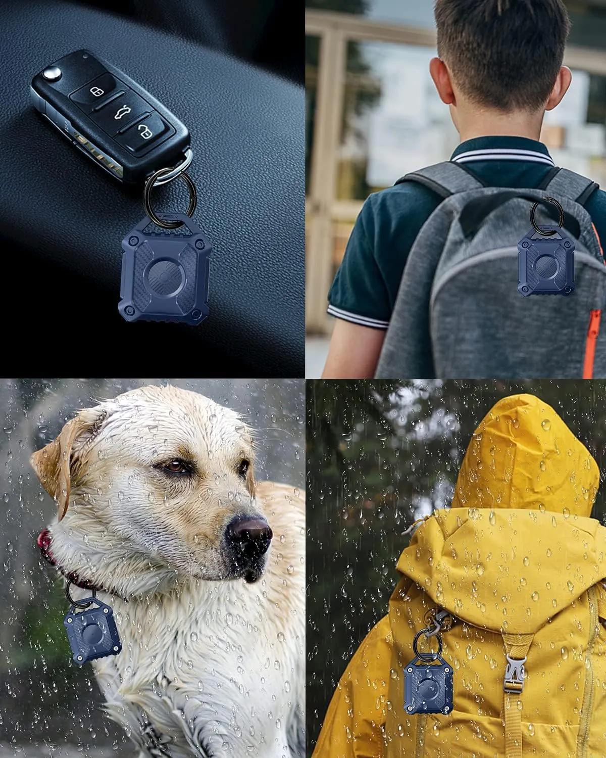 Airtag Holder 2 Pack,IP68 Waterproof Air Tag. Holder Keychain,Hard TPU Airtag Keychain, 360 Full Protection, Apple Tag Holder with Key Ring,Airtag Case Compatible Apple Airtag.(Dark Blue 2Pack)