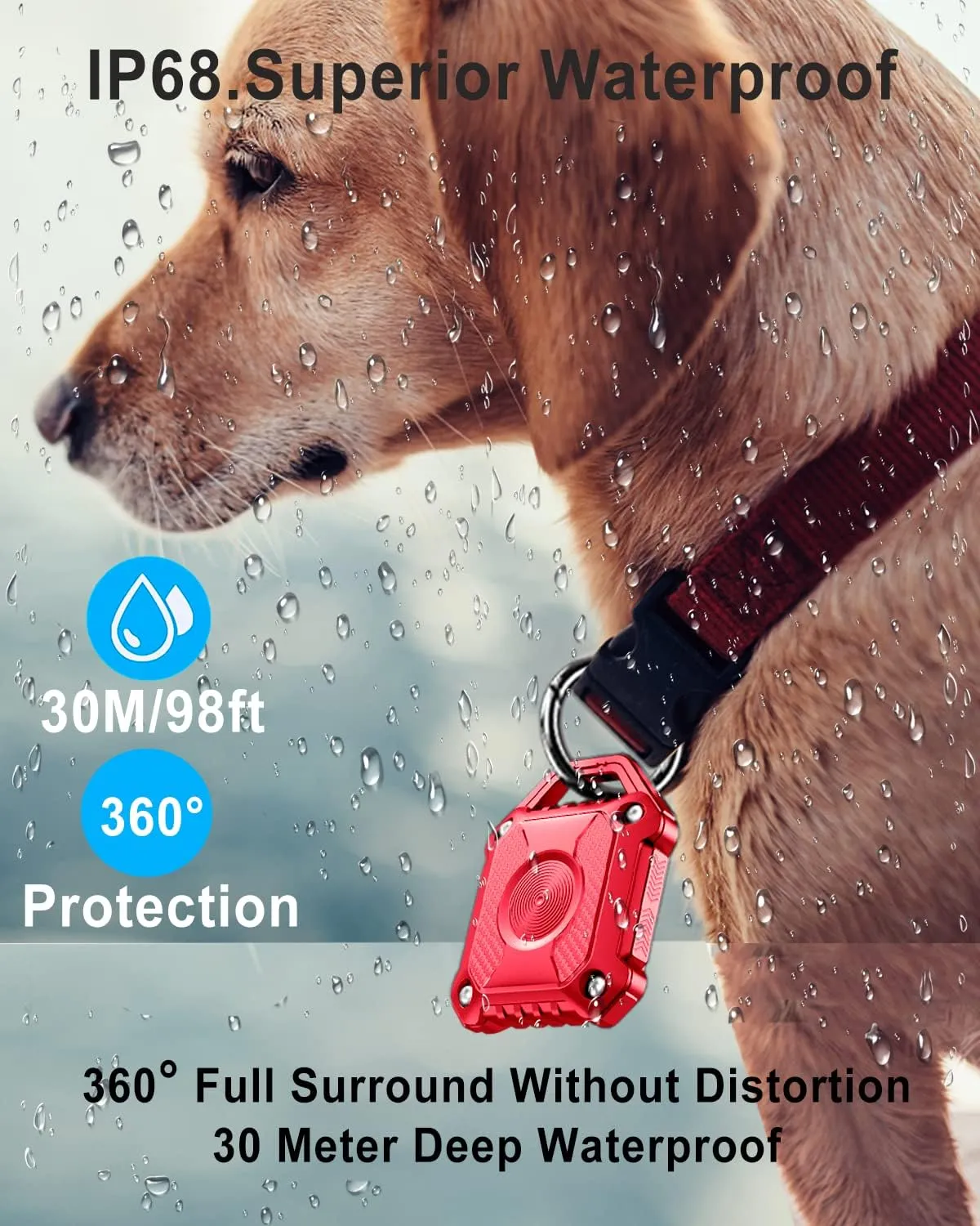 Airtag Holder 2 Pack,IP68 Waterproof Air Tag. Holder Keychain,Hard TPU Airtag Keychain, 360 Full Protection, Apple Tag Holder with Key Ring,Airtag Case Compatible Apple Airtag.(Red 2Pack)