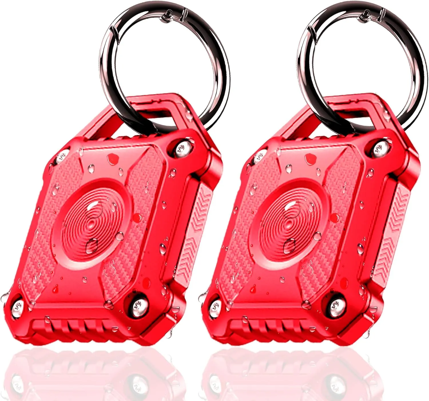 Airtag Holder 2 Pack,IP68 Waterproof Air Tag. Holder Keychain,Hard TPU Airtag Keychain, 360 Full Protection, Apple Tag Holder with Key Ring,Airtag Case Compatible Apple Airtag.(Red 2Pack)