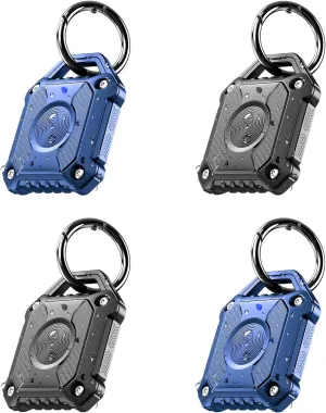 Airtag Holder 4 Pack, IP68 Waterproof Air Tag. Holder Keychain,Hard TPU Airtag Keychain, 360 Full Protection, Apple Tag Holder with Key Ring for Apple Airtag.(Black 4 Pack)