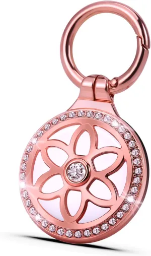 Airtag Holder, Metal Badge Rhinestone Airtag Keychain case, 360  sturdy protection Airtag key chain, Air tag key chain compatible Apple Airtag
