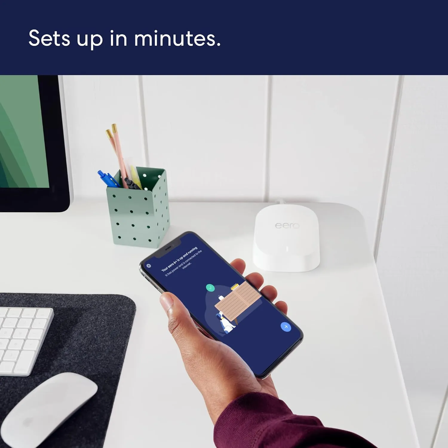 Amazon eero 6  mesh wifi system - Supports internet plans up to a Gigabit, Coverage up to 4,500 sq. ft., Connect 75  devices, 3-pack