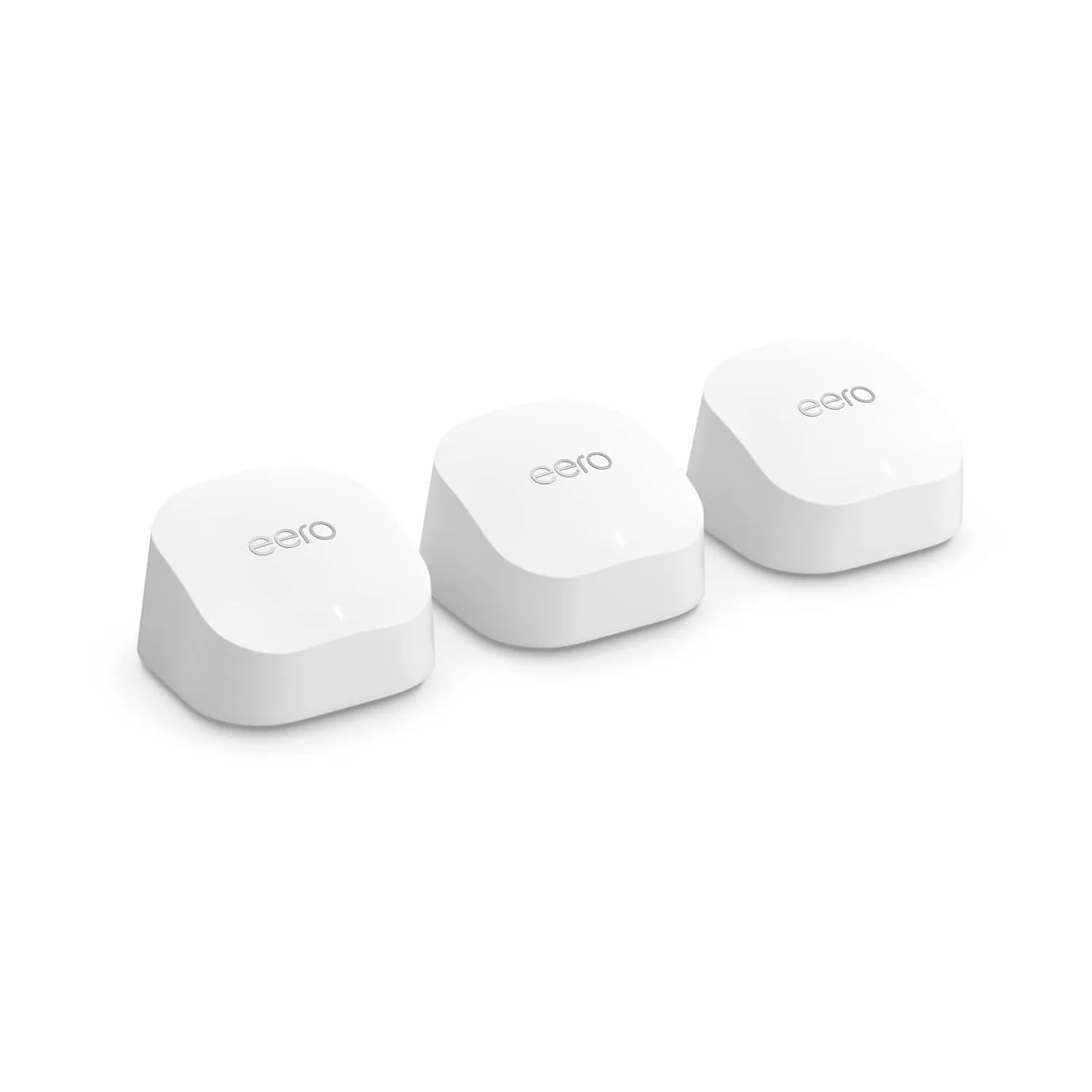 Amazon eero 6  mesh wifi system - Supports internet plans up to a Gigabit, Coverage up to 4,500 sq. ft., Connect 75  devices, 3-pack