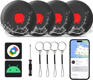 Android Tracker Tags, Smart Tags for Android, Google Certified/Works with Google's Find My/Luggage Tracker Android, Game Changer Waterproof Bluetooth Air Tags for Keys, Wallets, Suitcases, 4 Pack