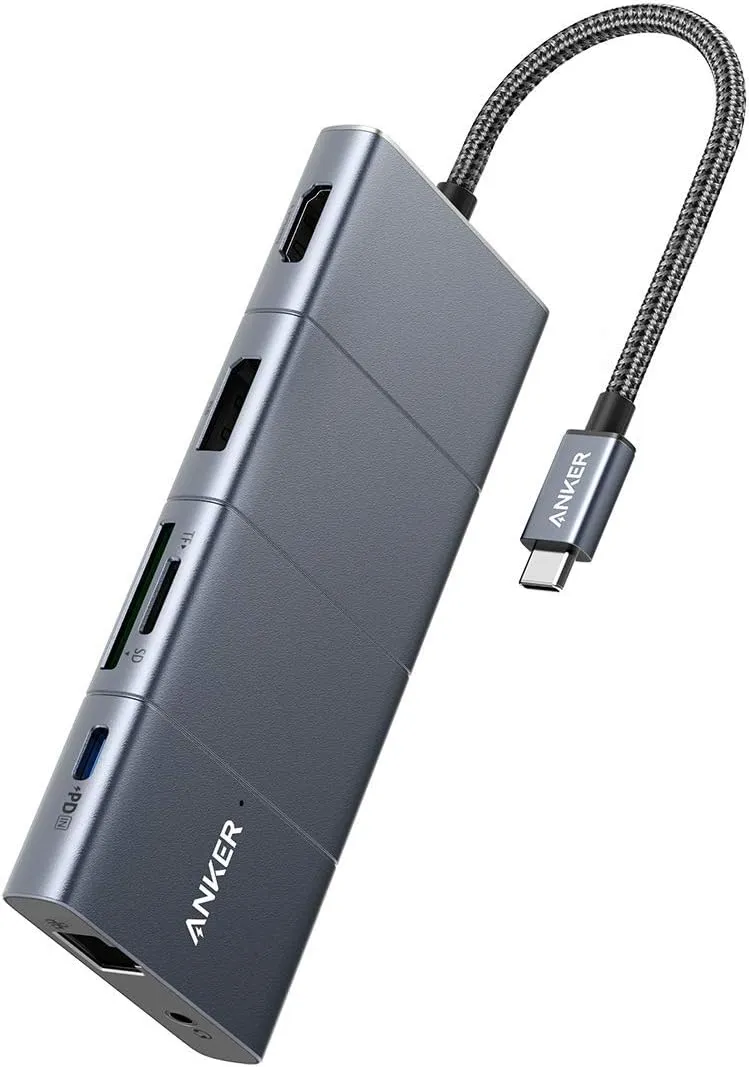 Anker USB C Hub, 11-in-1 Docking Station with 4K@60Hz HDMI and DP, 100W Power Delivery, USB-C and 3 USB-A Data Ports, 1 Gbps Ethernet, 3.5mm Audio, microSD and SD Card Reader