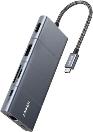 Anker USB C Hub, 11-in-1 Docking Station with 4K@60Hz HDMI and DP, 100W Power Delivery, USB-C and 3 USB-A Data Ports, 1 Gbps Ethernet, 3.5mm Audio, microSD and SD Card Reader