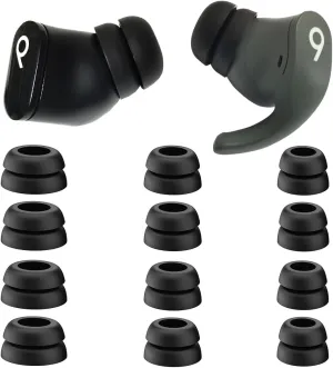 Anti-Slip Double Flange Ear Tips for Beats Studio Buds/Beats Fit Pro Ear Tips Reduce Noise for Beats Earbuds Replacement 6 Pairs LMS Black