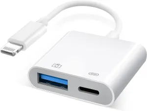 [Apple MFi Certified] Lightning to USB Camera Adapter with Charging Port, Portable USB 3.0 Female OTG Cable for iPad to Connect Card Reader USB Flash Drive, Compatible for iPhone iPad