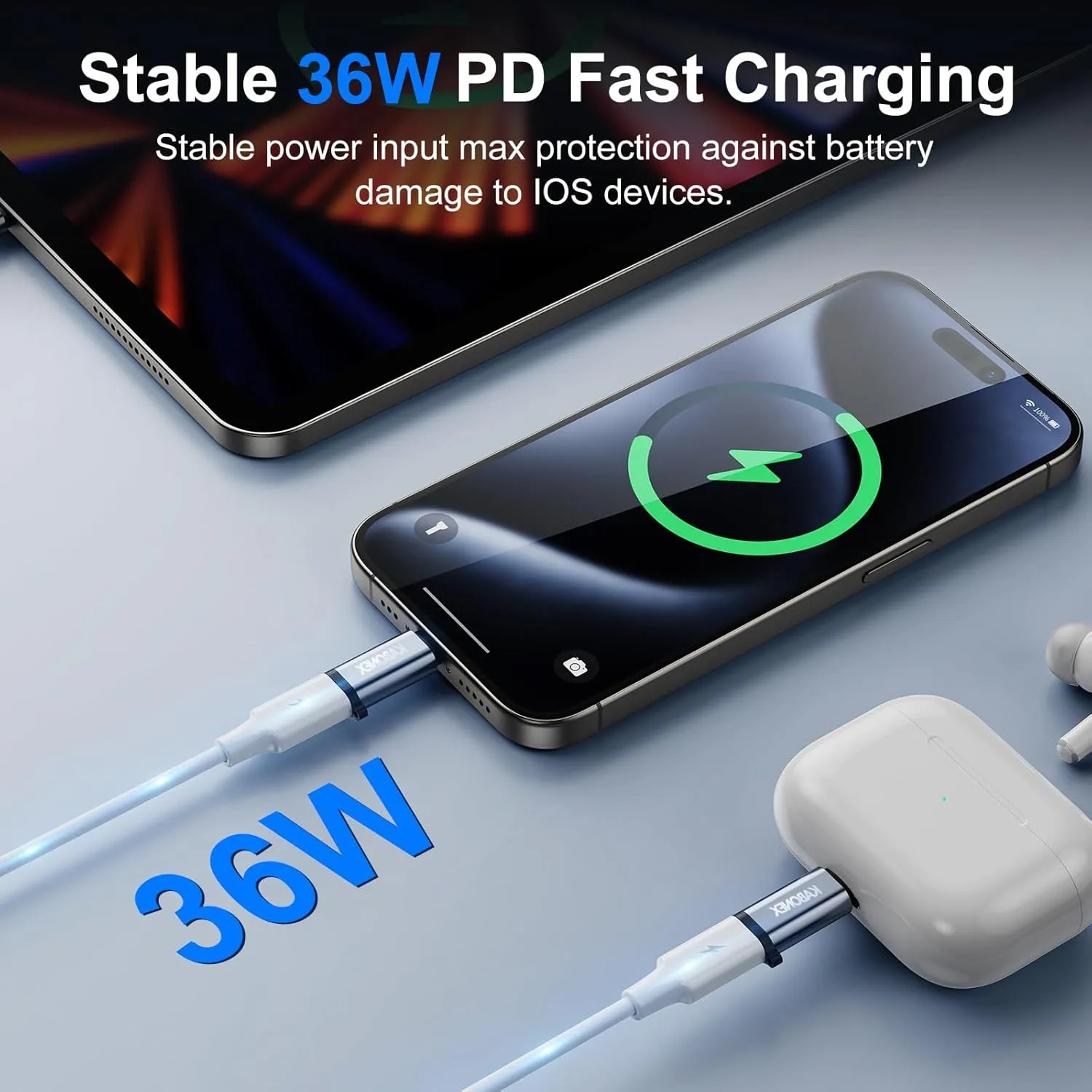 [Apple MFi Certified] USB C to Lightning Adapter | 36W PD Fast Charging | Compatible with iPhone 14/13/12/11/X/8/7/6/5S/Se Series, iPad Pro, iPod Nano | Type C to Lightning Adapter - 3 Pack