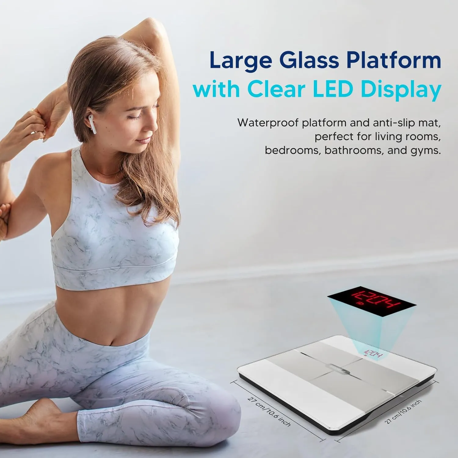 arboleaf Smart Scale for Body Weight, High-Precision Digital Bathroom Body Fat Scale with 14 Body Composition Metrics, Bluetooth Sync, Sleek and Durable Design