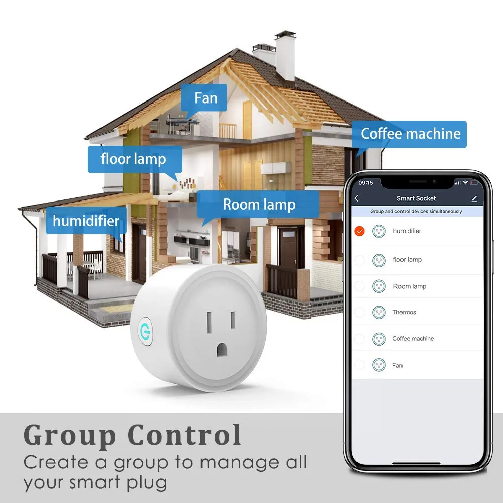 Avatar Controls Smart Plugs Wi-Fi Outlet 4 Pack - Smart Plugs That Work with Alexa/Google Home/Smart Life, Timer ON/Off Plug, Schedule Built-in App, Mini Wireless Socket, No Hub Required