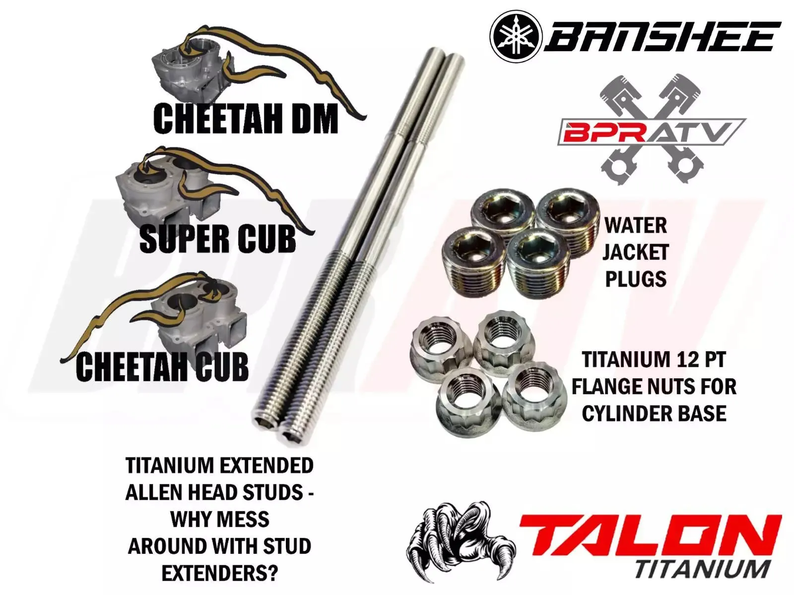 Banshee DM Cheetah Cub Supercub Water Jacket Plugs Base Nuts Stud Extenders Kit