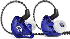 BASN Bsinger BC100 in Ear Monitor Headphones Universal Fit Noise Isolating IEM Earphones for Musicians Singers Studio Audiophiles (Blue)