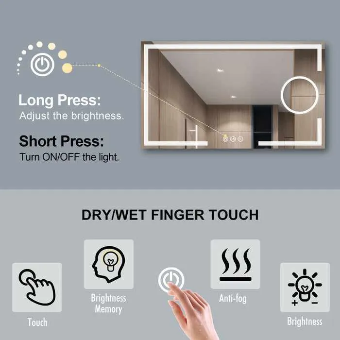 Bathroom Backlit Magnifying Vanity Mirror With LED Lights