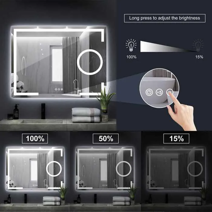 Bathroom Backlit Magnifying Vanity Mirror With LED Lights