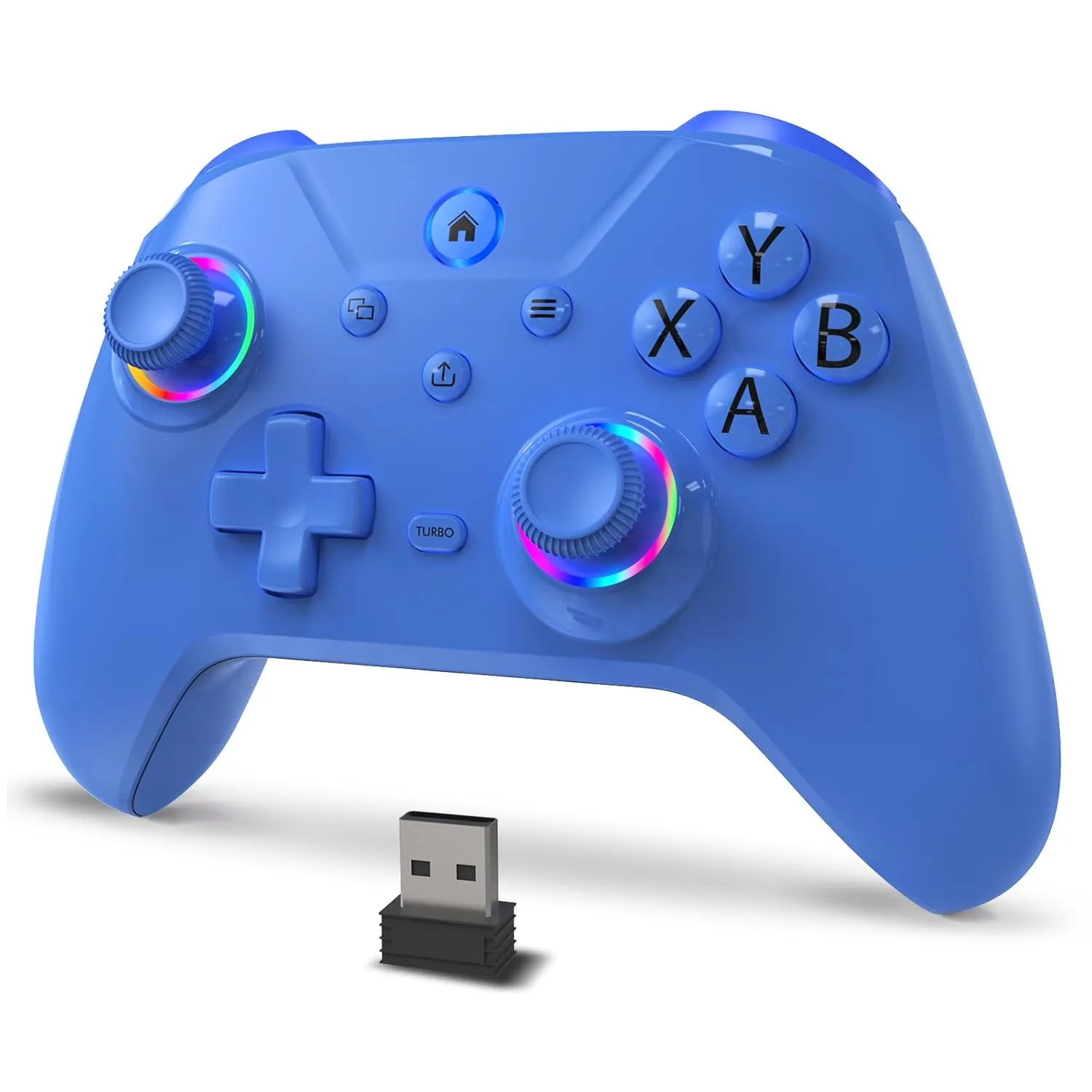 Bcofo PC Gaming Controller with 2.4G Adapter, Wireless Game Gamepad for Gamer with Turbo Function/Hall Triggers/RGB Lighting/Adjustable Vibration - No Stick Drift, No Dead Zone, for Windows/Computer/Laptop/Steam/Android TV BOX