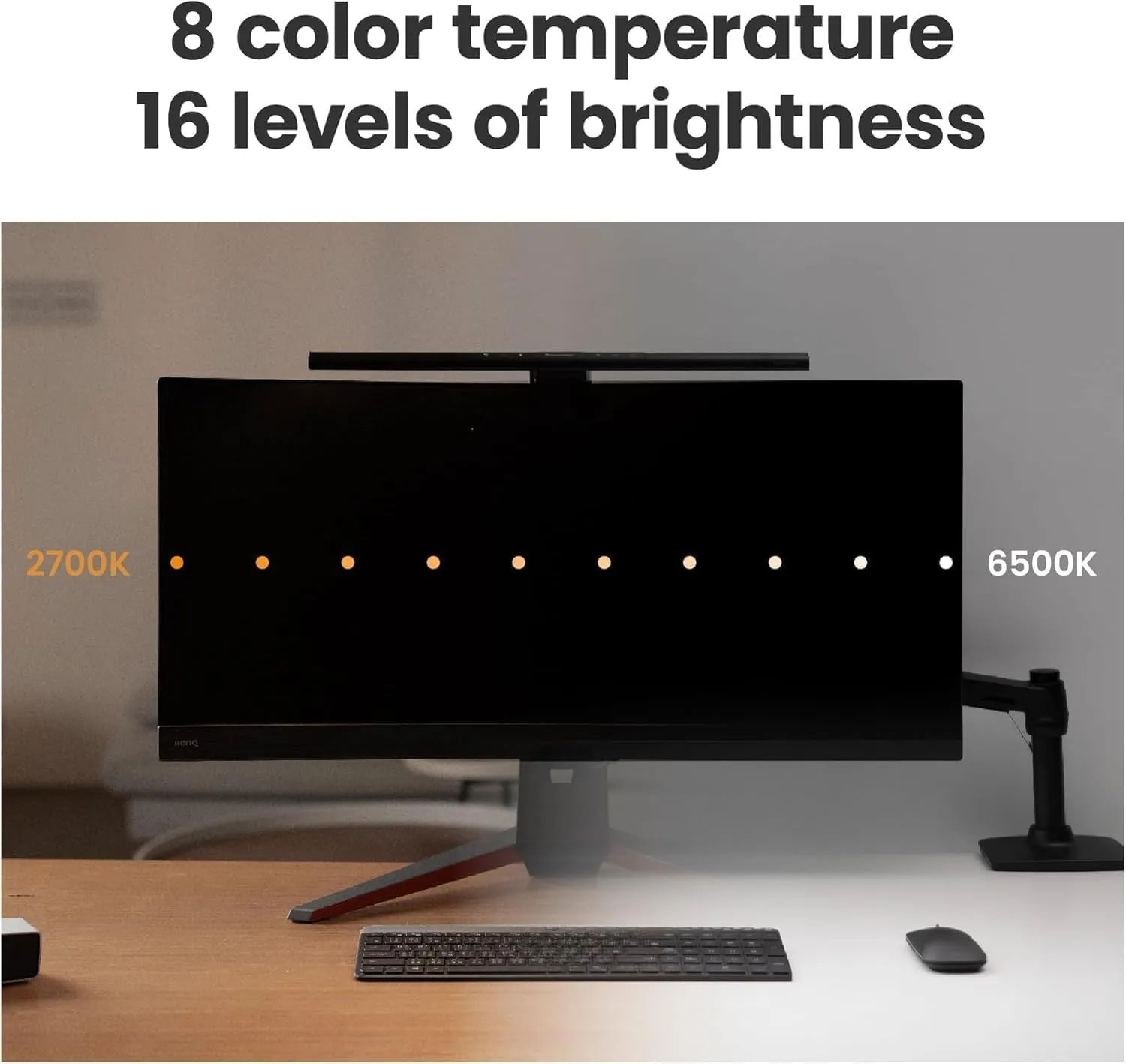 BenQ ScreenBar Pro LED Monitor Light (Silver)/Ultrawide Illumination/Motion Sensor/Adjustable Brightness and Color Temperature/Eye-Care Light Bar/No Screen Glare/Space Saving/Curved Monitors