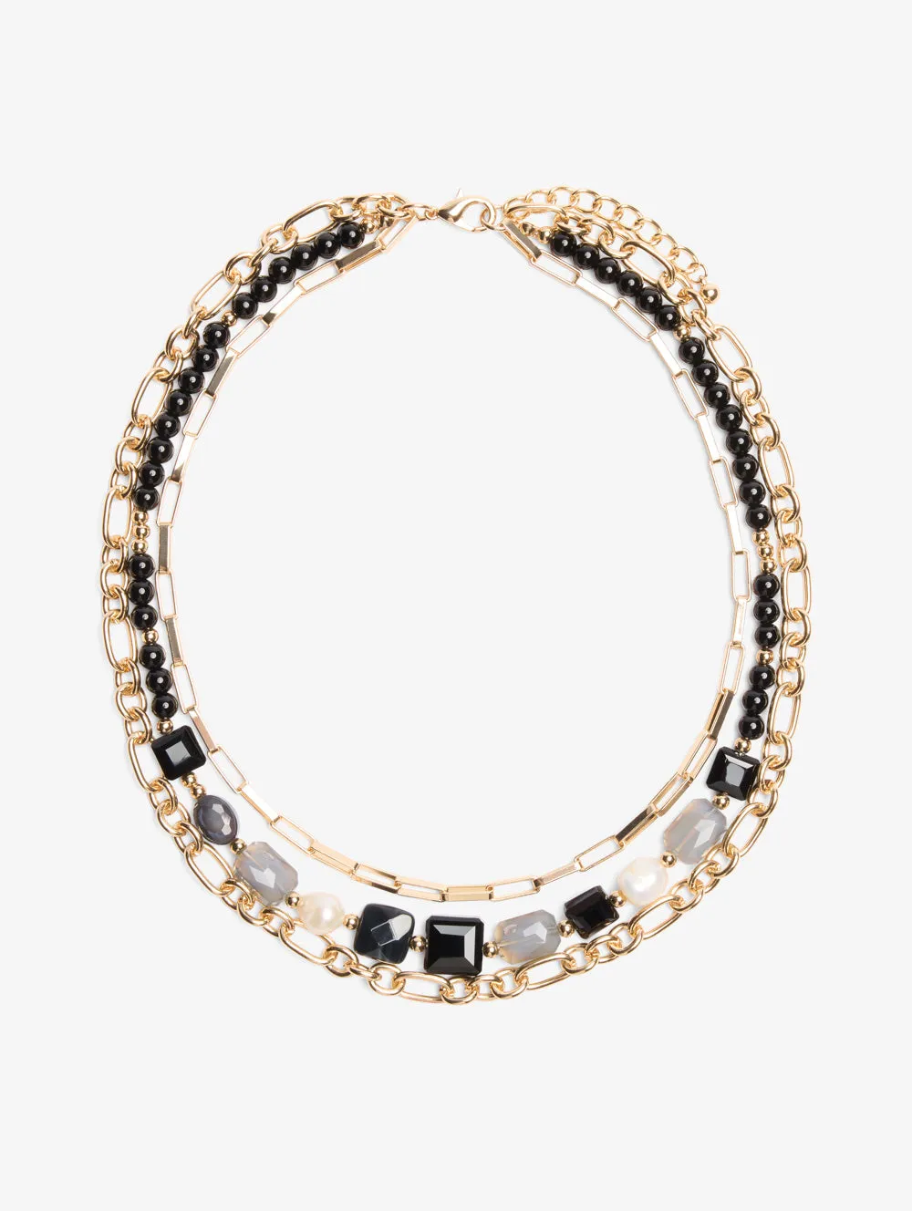 Black and Gold Beaded Necklace
