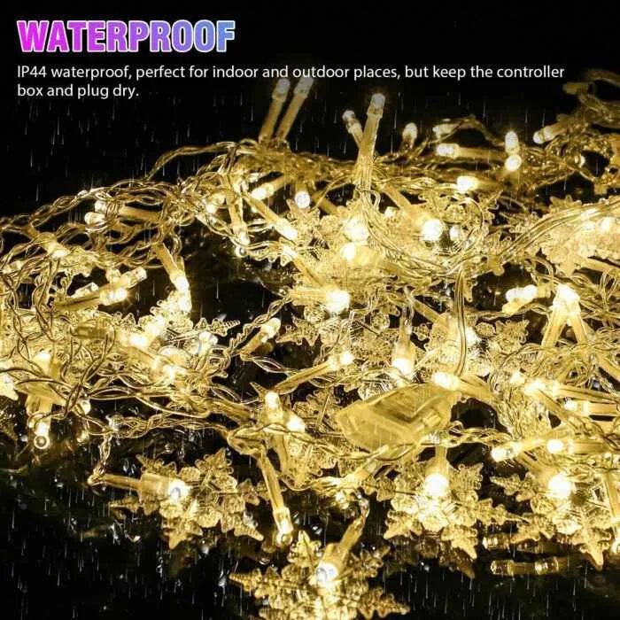 BLONKY LED Christmas Curtain Snowflake String Lights