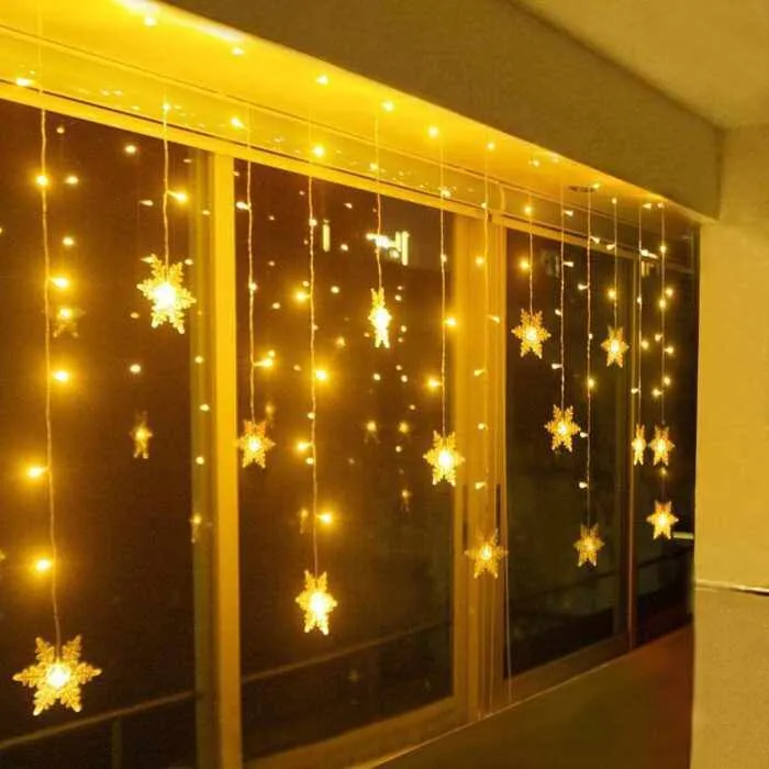 BLONKY LED Christmas Curtain Snowflake String Lights