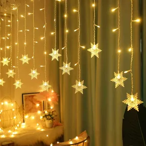 BLONKY LED Christmas Curtain Snowflake String Lights